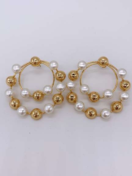 Sterling Silver & 22kt GP Pearl Earrings