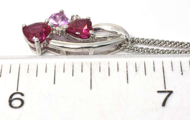 Sterling Silver Pink and Red Stone Neck