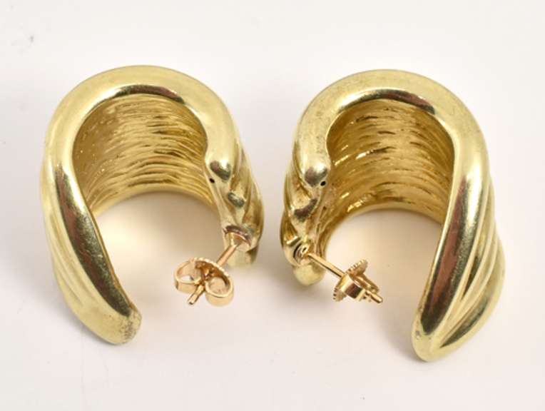Quadruple Width 14k yellow Gold Earrings