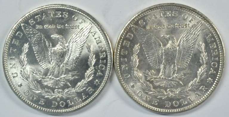 Choice BU 1881-S & 1890-P Morgan Silver Dollars