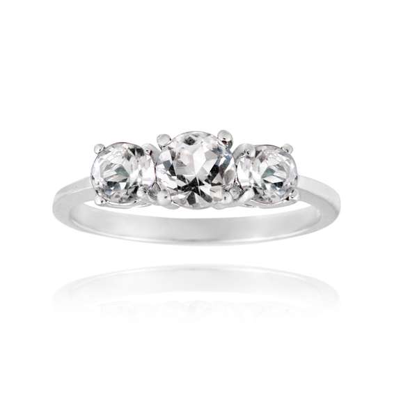 Sterling Silver 1.2ct White Topaz Three Stone Ring