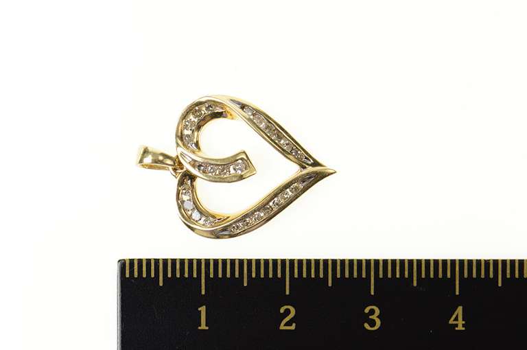 10K Yellow Gold Classic Curvy Diamond Heart Love Symbol Pendant