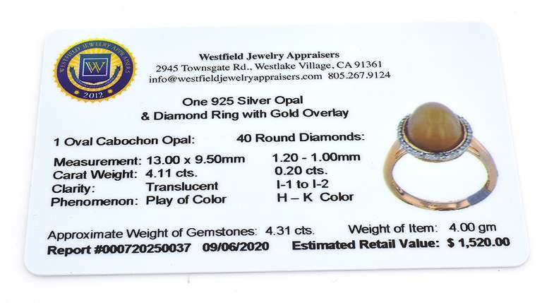 Sublime Opal & Diamond Ring in Vermeil