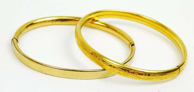 2 Child's Vintage Gold-Filled Bangle Bracelets