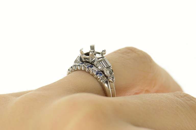 Platinum 0.765 Diamond Bridal Set Engagement Setting Ring