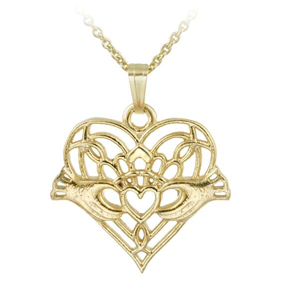 14K Gold Filled Hands Holding Heart Necklace