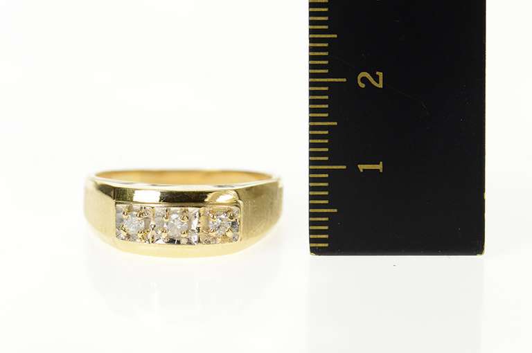 14K Yellow Gold Men's Diamond Squared Statement Band Ring