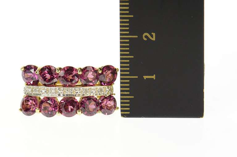 14K Yellow Gold Purple Tourmaline Diamond Statement Band Ring