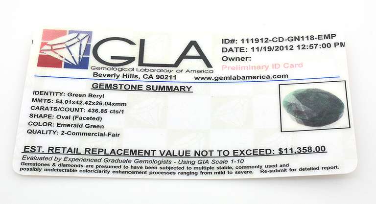 Very Rare Huge 436.85CTS Loose Natural Emerald