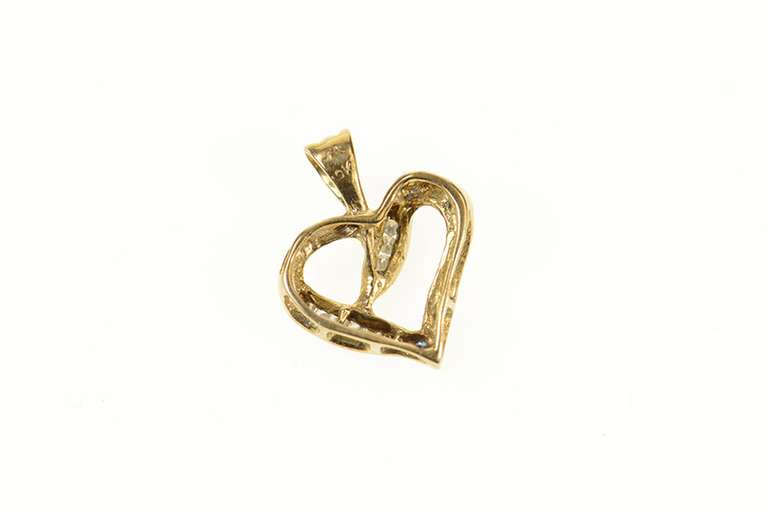 10K Yellow Gold Classic Diamond Heart Love Symbol Pendant