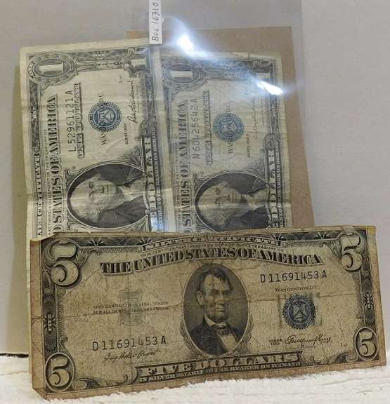 3 Notes Sil Certs circ::  1953 $5; 57 $1; 57-A $1