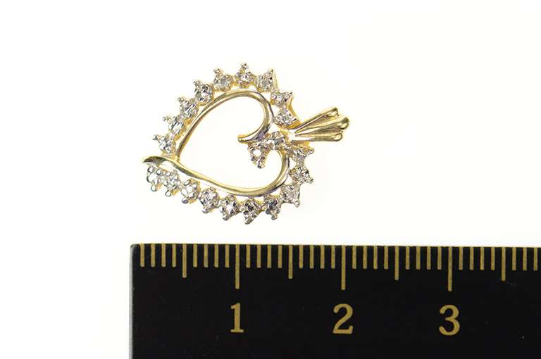 10K Yellow Gold Diamond Swirl Heart Love Symbol Pendant