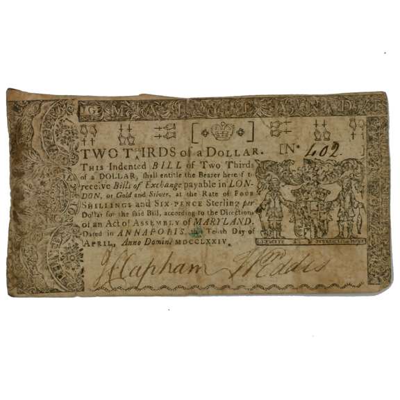 2/3 $ April 10 1774 Maryland Colonial Note