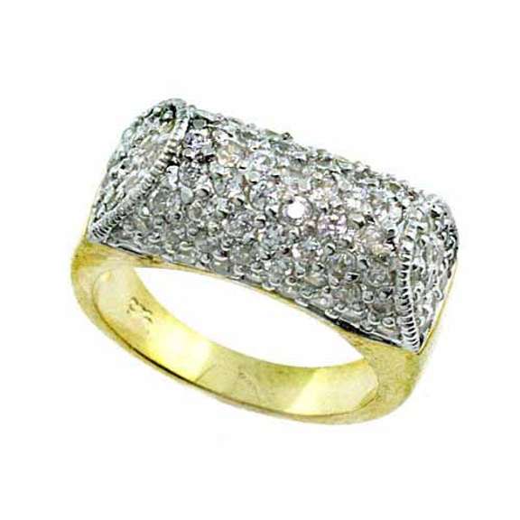 18K Gold over Sterling Silver CZ Dome Ring