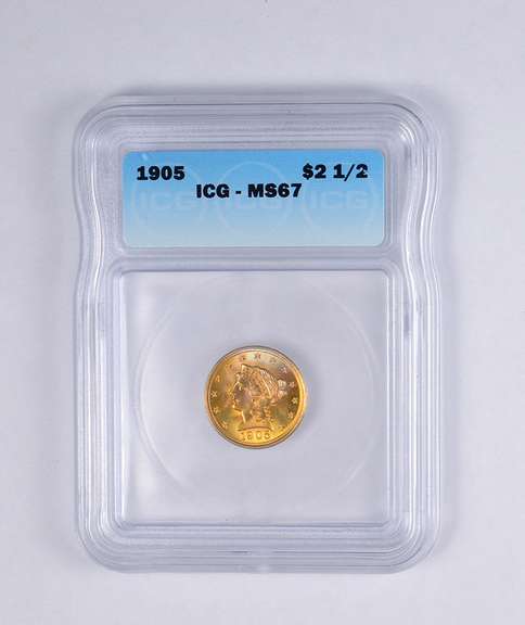 MS67 1905 $2.50 Liberty Head Gold Quarter Eagle - JEXX - Graded ICG
