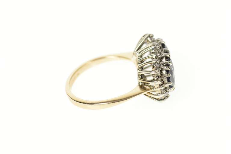 10K Yellow Gold 1.57 Ctw Natural Sapphire Diamond Halo Ring