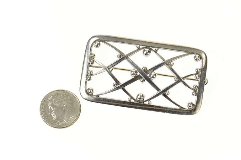 Sterling Silver Georg Jensen Lattice Squared Pattern 255 Pin/Brooch