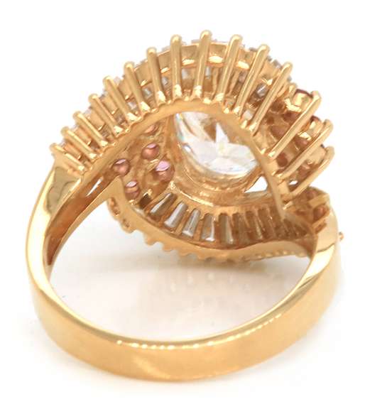 Magnificent 14kt YG White & Pink CZ Ring