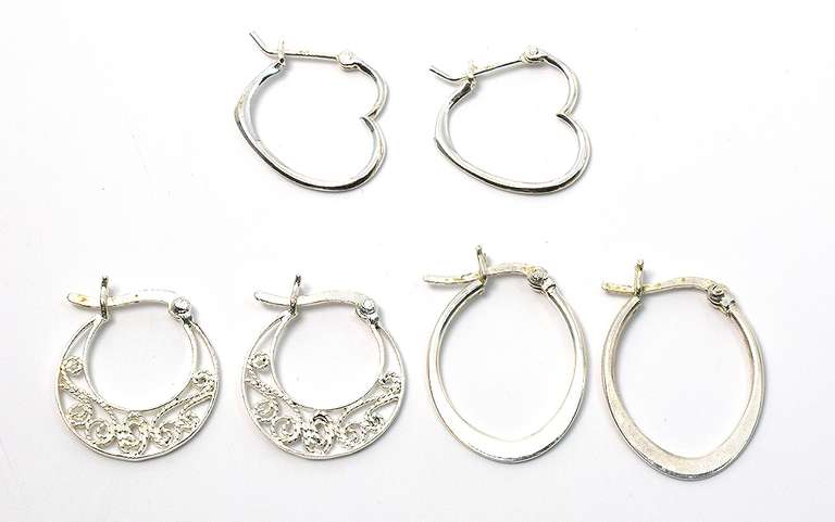 3 Pairs of Earrings Sterling Silver