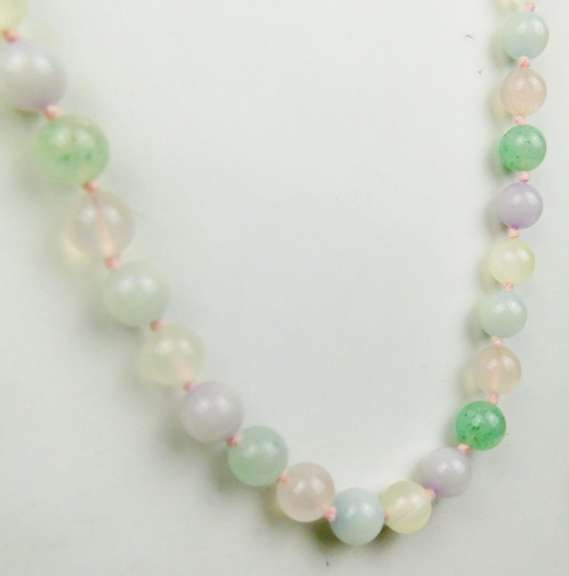 Vintage Pastel Jade & Rose Quartz Long Bead Necklace