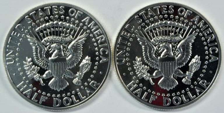 2 Gem Proof 1964 Accented Hair Kennedy Half Dollars