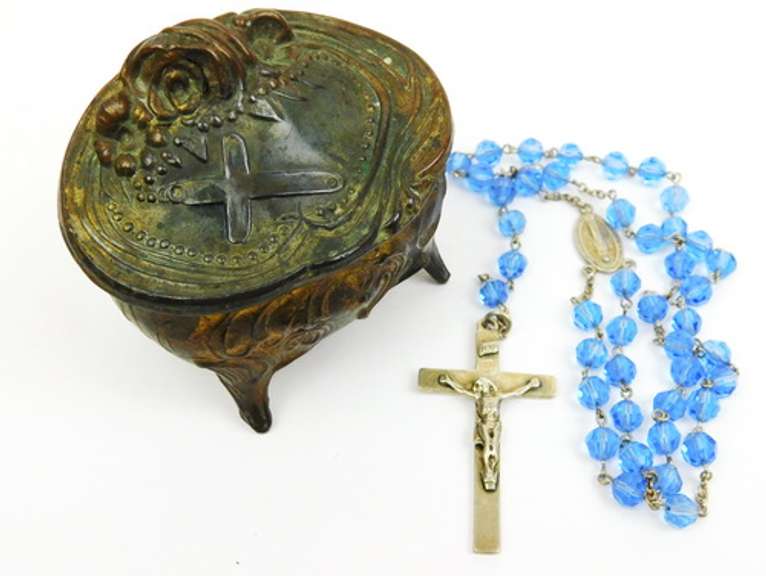 Early Sterling Rosary & Rosary Box