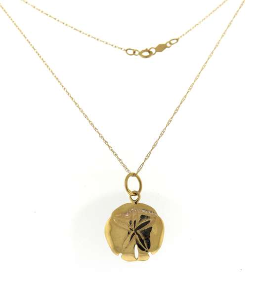 Stunning Yellow Gold Sand Dollar Charm Necklace