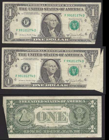 $1 1981-A FRN printed Fold Nice eye appeal Error