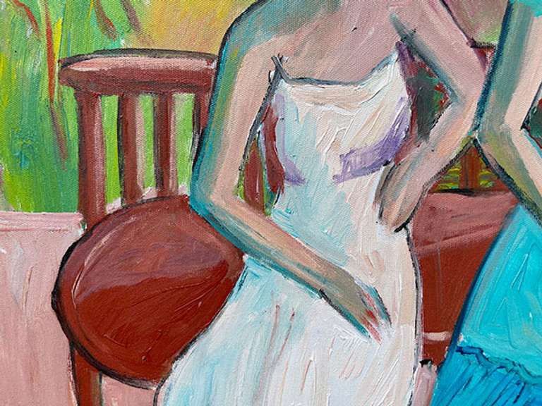 Stunning Art by Manor Shadian Manor Shadian Conversation on a Bench