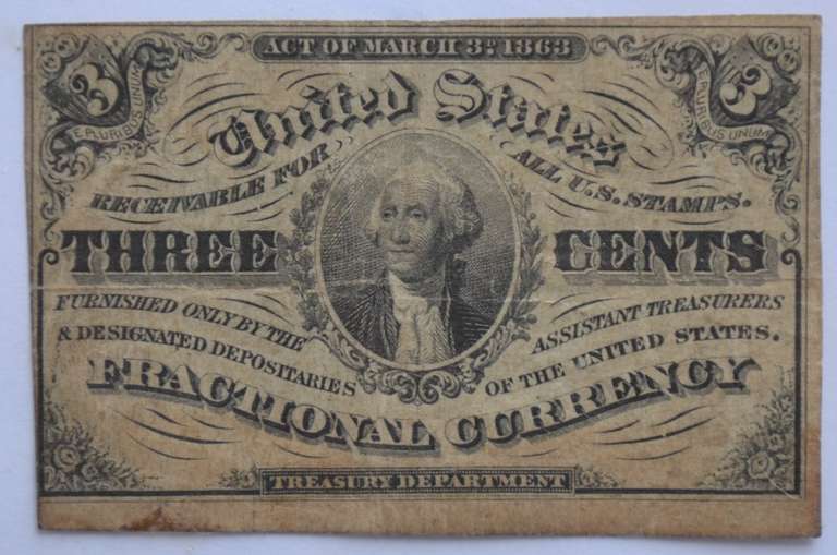 3 Cent Third Series Fractional Note