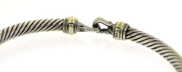 David Yurman 2 Tone Cable Classic Buckle Bracelet
