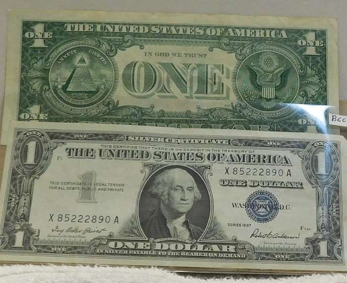 1957 & 57-A Sil Certs, 2 notes Unc