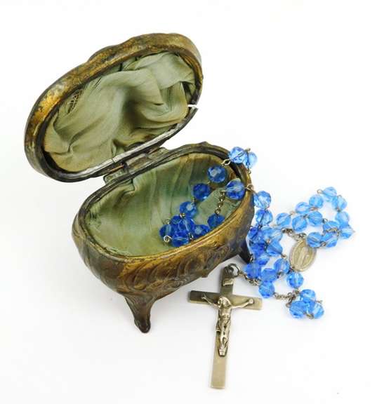 Early Sterling Rosary & Rosary Box