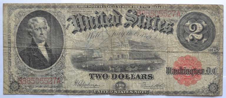 1917 Series Large Size $2 US Note