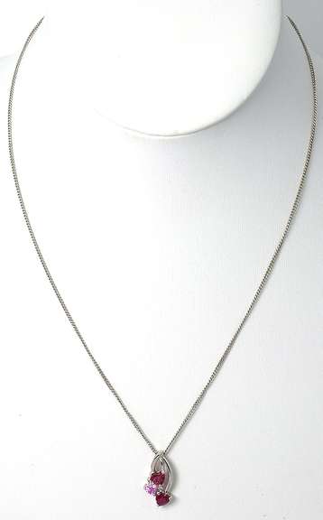 Sterling Silver Pink and Red Stone Neck