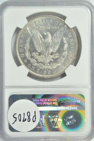 Frosty near BU 1879-O Morgan Silver Dollar. NGC AU58