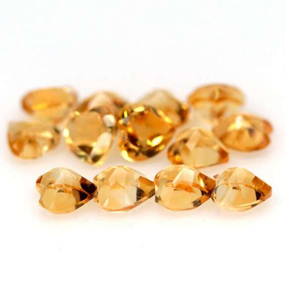 sparkling heart cut 3.07ct 13pc golden Citrine set