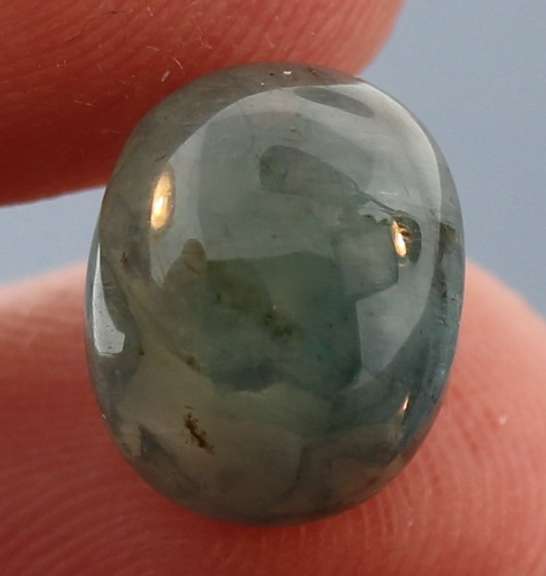 Glistening sea green 4.59ct untreated Grandidierite cabochon