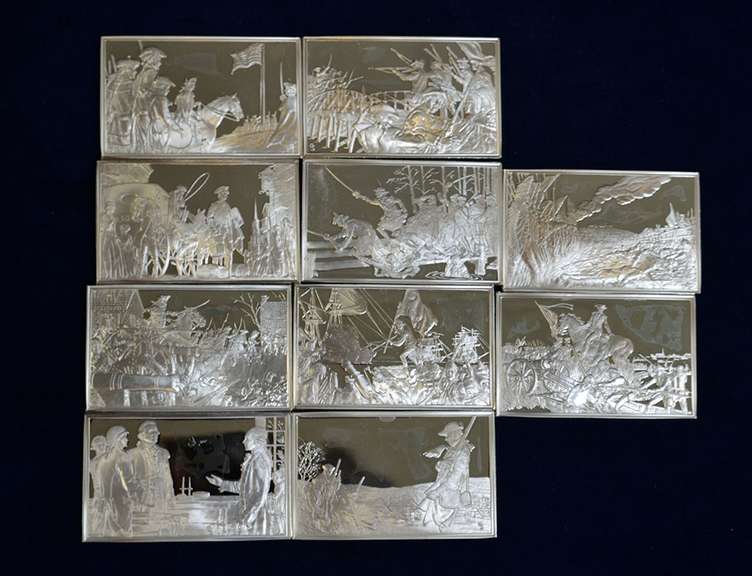 Lot of 10  Franklin Mint Bicentennial Council  The Thirteen Original States Sterling Silver Ingots