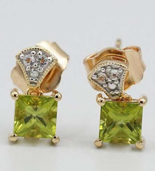 Peridot and White Topaz Sterling Earrings