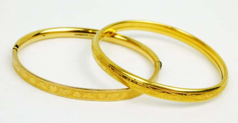 2 Child's Vintage Gold-Filled Bangle Bracelets