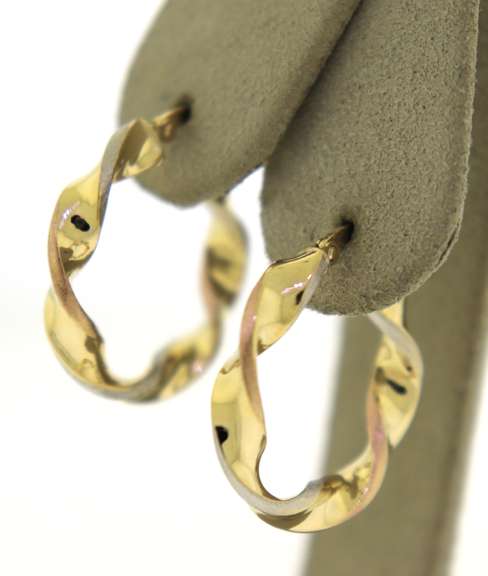 Simple 14kt Yellow Gold Twisted Trio Hoop Earrings