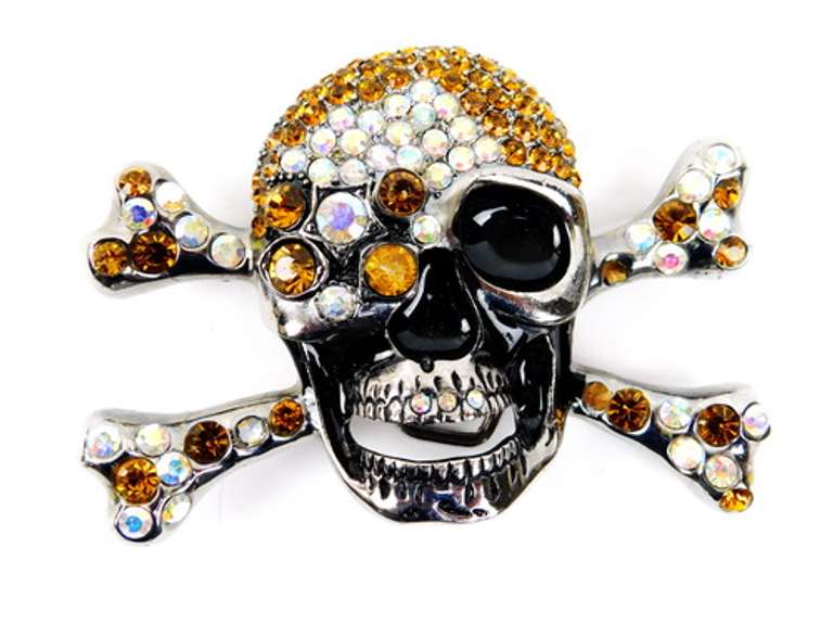 Big Rhinestone Skull Belt Buckle