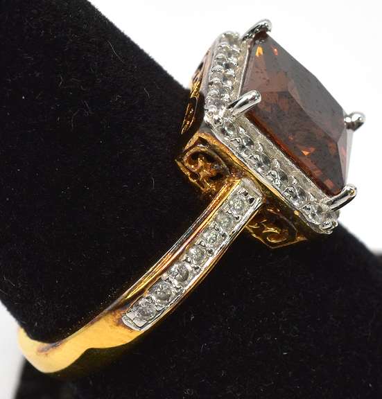 Luscious Chocolate Stone & CZ Cocktail Ring in Sterling Silver