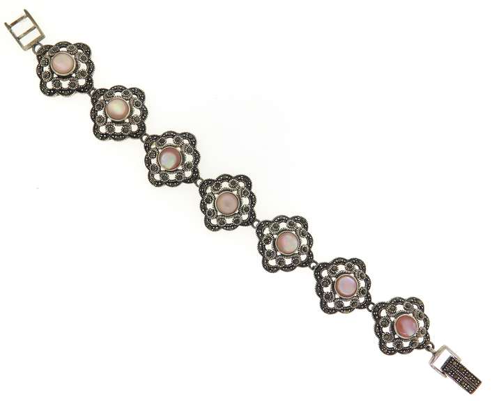 Sterling silver Marcasite Gemstone Bracelet