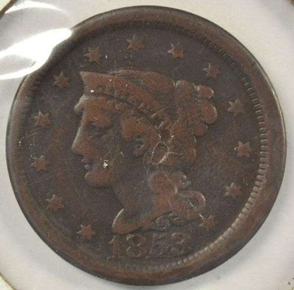 1853 Braided Hair Large Cent
