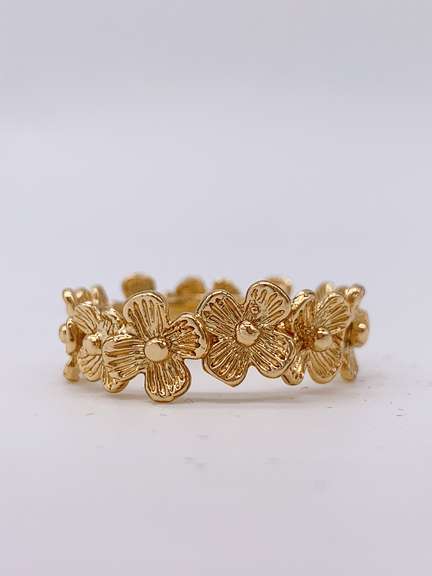 Sterling Silver & Gold Plated Flower Band Ring