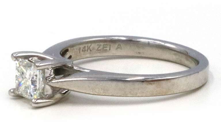 Stunning 14kt WG Classic Princess Cut Diamond Solitaire Ring