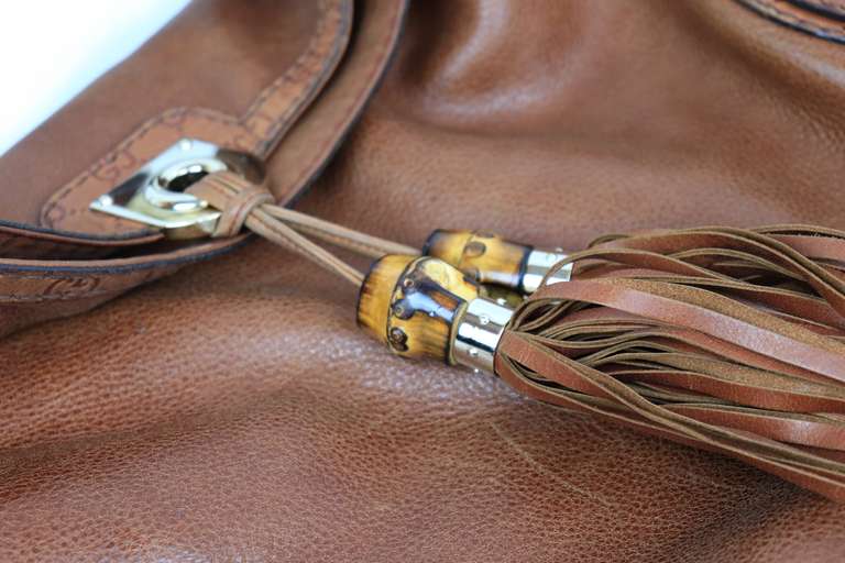 Gucci Brown Leather Babouska Indy Top Handle Bag