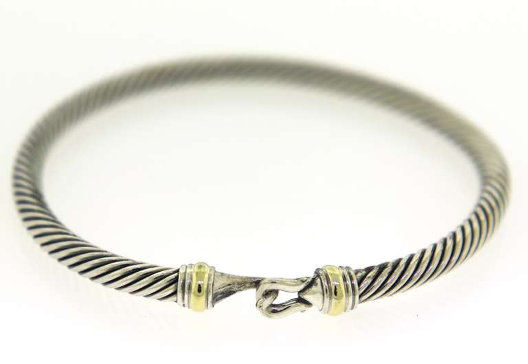 David Yurman 2 Tone Cable Classic Buckle Bracelet